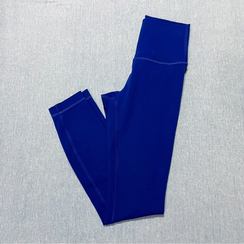 Lululemon Wunder Train Mid Rise Tights Size 2 Blue Gym Active Athletic Tight